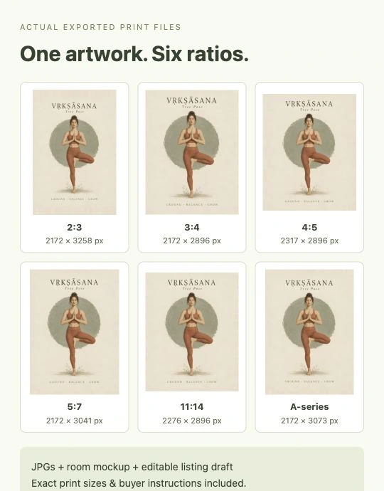 Review every print file Tree Pose example